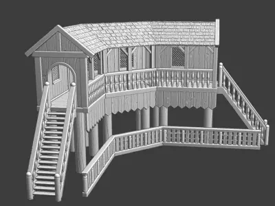 Medieval Tournament Tribune Model 3D print model