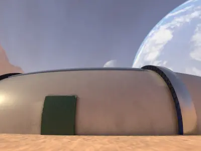 Mars module and landscape Low-poly 3D model