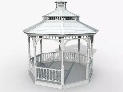 Garden Gazebo White Game Ready  Low-poly 3D model