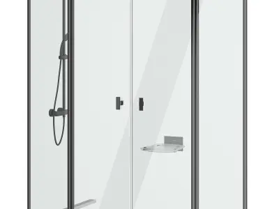 Shower doors Radaway Nes 8 Black set 141 3D model