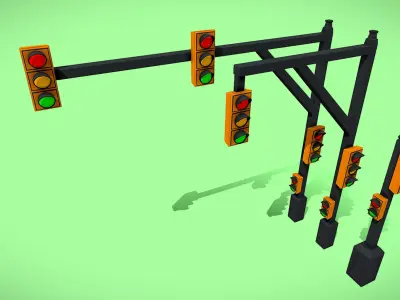 Traffic Light Pack Low-Poly Low-poly 3D model