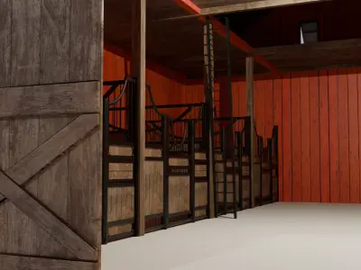 barn with silo and house stall 3D model
