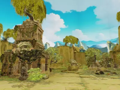 Ancient Arena Level Abandoned Ruin Location Temple Jungle Toon Low-poly 3D model