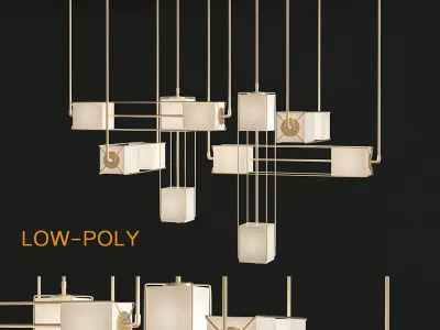 Chandelier 3d model collection 10 Pieces Low-poly 3D model