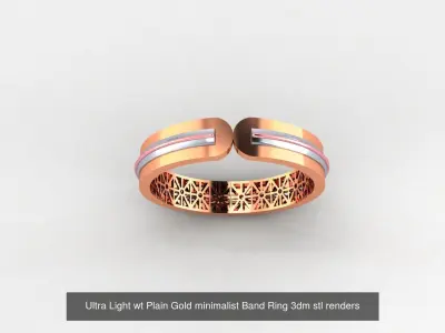 15 Ultra Light wt Plain Gold minimalist Band Ring 3dm stl  3D Model Pack