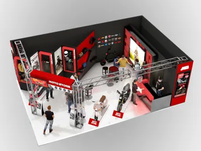 moto store exhibition stand 3D model
