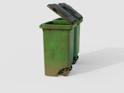 plastic dust bin with 4k pbr textures clean and dirty Low-poly 3D model