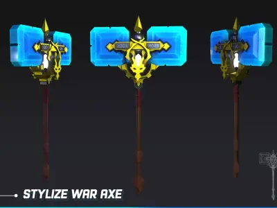 Stylized War Axe Gameready 3D model