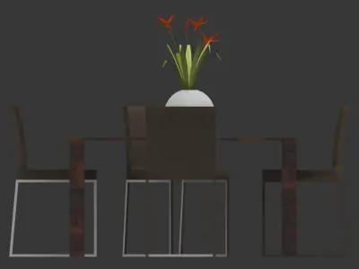 Dining table with 10 seats architectural furniture for house Low-poly 3D model