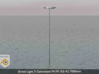 Street Light 5 Galvanized F4 M1 K0 A2 7000mm Low-poly 3D model