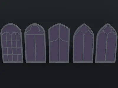 Cartoon fantasy gothic  windows Polygonal Style Low-poly 3D model