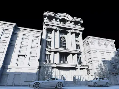 Classic stone facade-Building Classic Facade Element 3D model 8