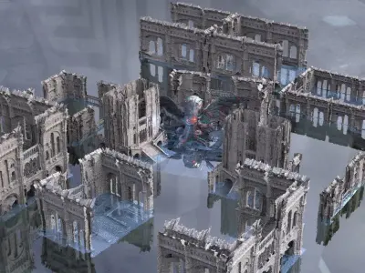 Cthulhu Cult halls With Cthulhu Monster 3D model