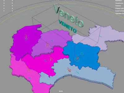 Veneto  Italy map region geography political geographic 3D model