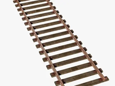 Railroad train track with flowers 3D model