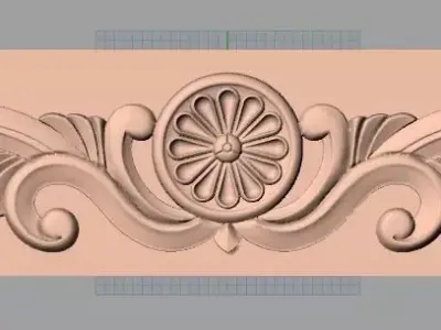 Furniture decorative flower 3D STL model for CNC carving E054 3D model