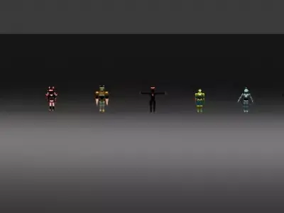 pack of 13 original low poly and rigged robots Low-poly 3D model