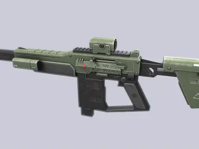 Tactical scifi gun Low-poly 3D model