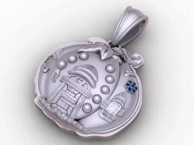 Fantasy Pumpkin Cottage Pendant  3D Printable  Model 3D print model