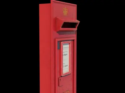 Red post office box Low-poly 3D model