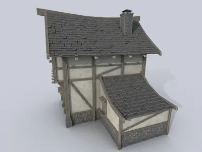 Medieval house Low-poly 3D model 26
