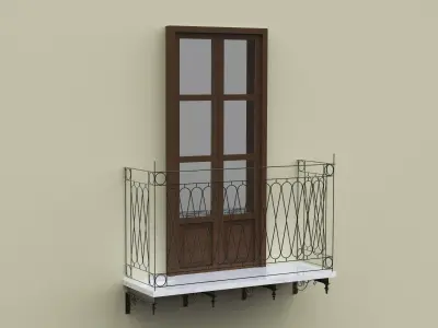 Door window and Italian balcony  3D model