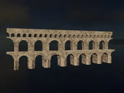 Epic Bridge - Pont Du Gard Low-poly 3D model