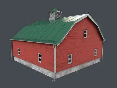 Modern Barn Low-poly 3D model