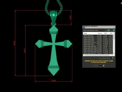 Light Gold 18K Cross Pendant 2CP076 3D print model