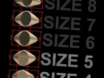 Dainty Oval Signet Ring Mix Sizes 3D print model