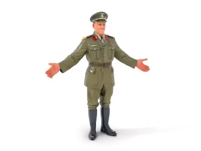 Military Officer Character Model  Rigged and Animated Low-poly 3D model