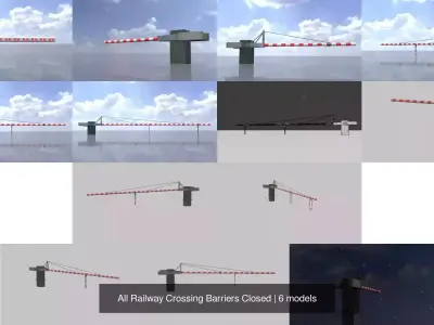 All Railway Crossing Barriers Closed 3D Model Pack