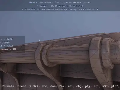 Waste container for organic waste brown - RAL 8025 Blassbraun Low-poly 3D model