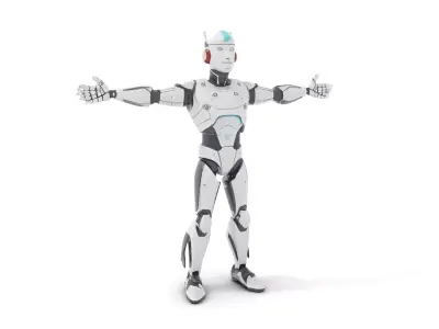 Advanced Futuristic Robot Model Pack with Articulated Limbs Low-poly 3D model