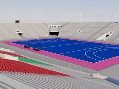 National Hockey Stadium Lahore - Pakistan Low-poly 3D model