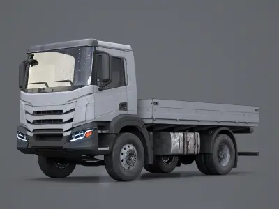 Realistic Flatbed Truck Aged and Rusted 3D model purchase