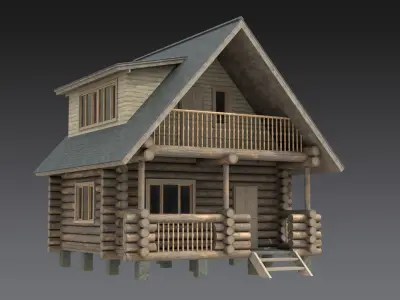 Wooden House Low-poly 3D model