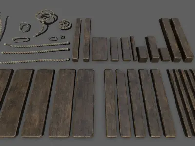 woods and  ropes  Low-poly 3D model