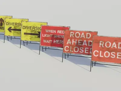 Temporary Traffic Sign - Low-poly PBR Low-poly 3D model