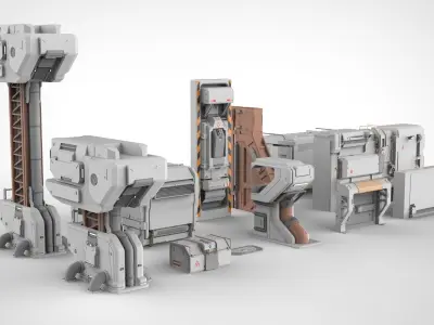 sci-fi Architecture kitbash 27 3D model