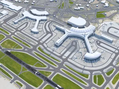 Toronto Pearson Airport 12km Low-poly 3D model