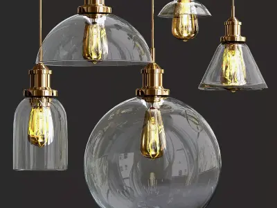 Glass Bulb Cluster Pendant Light 3D model