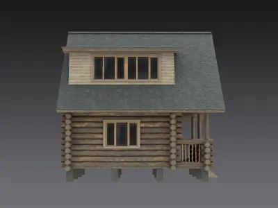 Wooden House Low-poly 3D model
