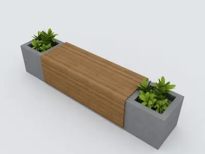 Modern Bench Street and Garden 6 3D model
