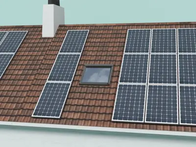 Solar installation building 1 Low-poly 3D model