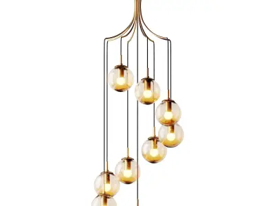 Postmodern Cognac Glass Ball Pendant Lighting 3D model