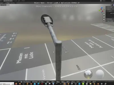Street Light 1 Galvanized 4500mm 1F Low-poly 3D model