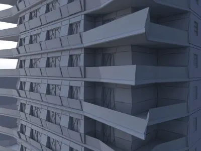 20 Storey Residential Building Low-poly 3D model
