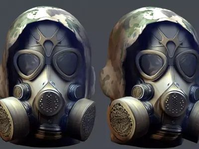 Gas mask helmet 3d model military combat Low-poly Low-poly 3D model