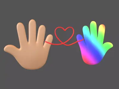 Hand with Red Line Icon v1 023 Low-poly 3D model